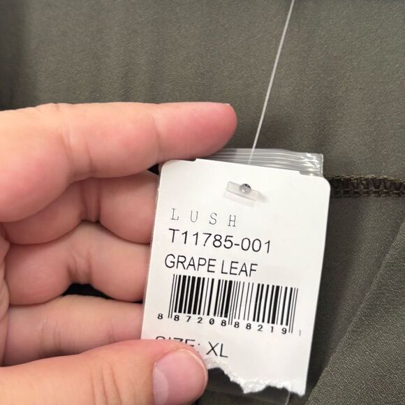 Lush Olive Green Sheer Crepe Blouse Size XL NWT - Picture 3 of 5